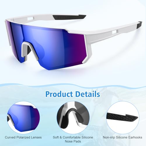Hahorpa 3 Piezas Gafas Ciclismo Hombre y Mujer, Gafas Deportivas Protección UV400, Gafa Running Polarizadas, Gafa Anti Viento para Bicicleta, Running, MTB (3 Colores)