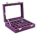 VANCORE Velvet Glass Jewelry Ring Display Organizer Box Tray Holder Earrings Storage Case for Women