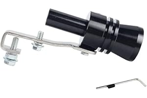 DEWHEL Universal Aluminum Turbo Sound Exhaust Muffler Pipe Whistle Car Blow off valve BOV Tip Simulator Whistler (XL-Black)