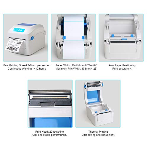 Thermal Shipping Label Printer - Direct Thermal High Speed Printer - Compatible with Amazon, Ebay, Etsy, Shopify â€“ 4Ã—6 Label Printer & Multifunctional Printing â€“ Compare to Dymo 4XL