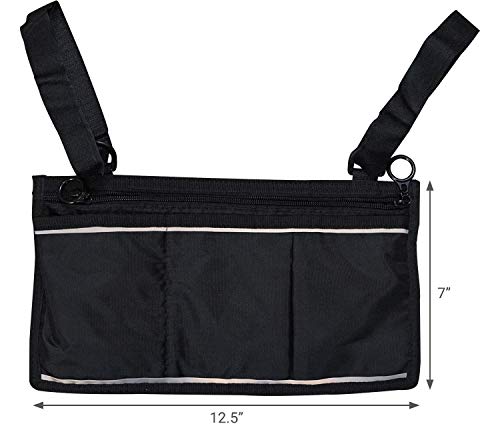 Lightweight Wheelchair and Walker Side Bag - Compact Carry Hands Free Front or Side Pouch for Electric or Manual Scooters, Rollators, and More - Storage Pocket with Attachment Loops - Thumbnail 4