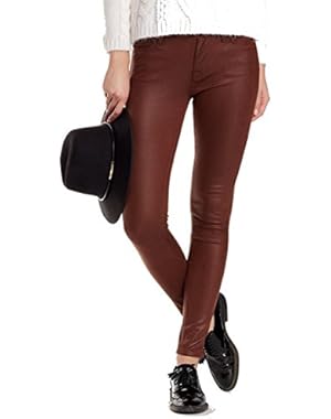 7 For All Mankind Women's 24X30 Faux-Leather Solid Pants $198 Red 24