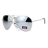 Airforce Mens Oversize Classic Officer Metal Rim Pilot Sunglasses Silver Mirror