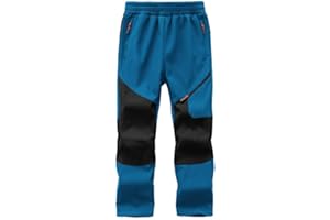 Dizoboee Kids Snow Pants Boys Waterproof Fleece Lined Warm Insulated Winter Outdoor Hiking Pants