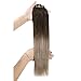 Full Shine 18 Inch 10 Pcs 100 Gram Full Set Clip in Hair Extensions Ombre Balayage Human Hair Clip in Human Hair Extensions Color 2 Fading to 6 and 18 Ash Blonde Hair Extensions Human Hair Clip Ins