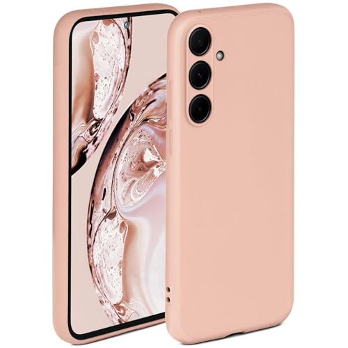 ONEFLOW Soft Case Compatible with Samsung Galaxy A35 5G, Silicone Case Raised Edge for Screen Protection Dual Layer Soft Case Matte Pink