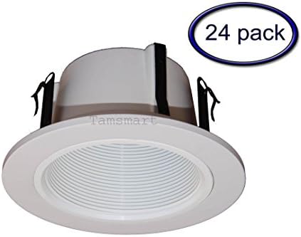 24 Pack-4 Inch Phenolic Stepped Baffle Trim for Recessed Lighting-White Replaces Halo 993w
