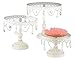CBK Set of Three White Iron and Glass Cake Stands, Multisized