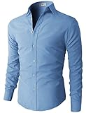 H2H Men's Oxford Cotton Slim Fit Button-down Long Sleeve Shirt