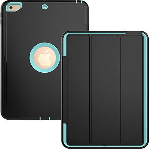 New iPad 9.7 2017/2018 Case, Yoomer Three Layer Heavy Duty Full Body Rugged Protective Case with Smart Magnetic Auto Sleep/Wake Up Function Hybrid Leather Kickstand Case for iPad 6th 5th Gen 9.7 Inch