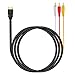 HDMI to RCA Cable, HDMI Male to 3RCA AV Composite Male M/M Connector Adapter Cable Cord Transmitter (NO Signal Conversion Function), One-Way Transmission from HDMI to RCA
