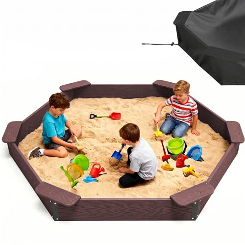 Hexagonal Outdoor Sandbox with Cover for Kids HDPE Large Sand Box
