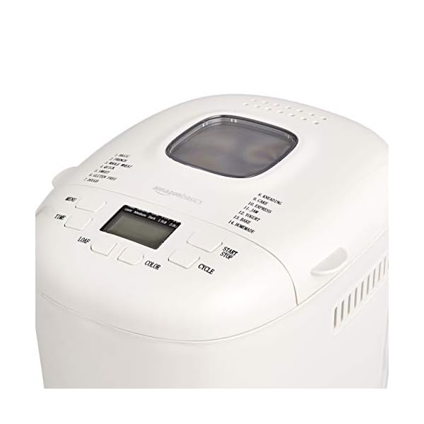 Amazon Basics 2 Pound NonStick Bread Making Machine, White The Home