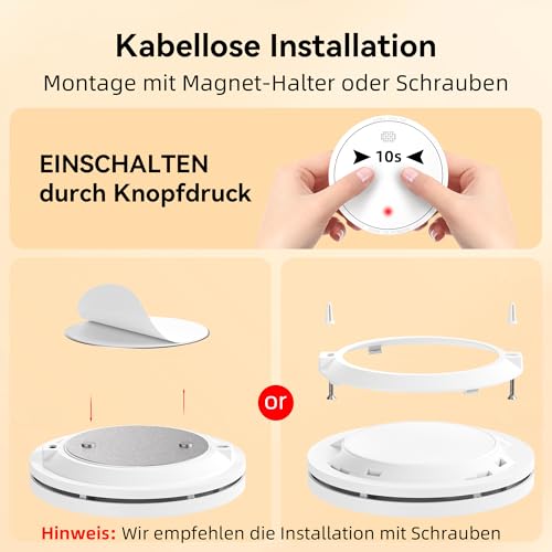 CHZHVAN Smoke Detector 10 Year Battery with Magnetic Holder, European Standard EN14604 Tested Fire Alarm No Drilling 85 dB Smoke Alarm Set of 6