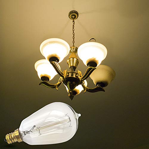 Vintage Edison Light Bulbs, E12 Candelabra Light Bulbs, 40W Dimmable