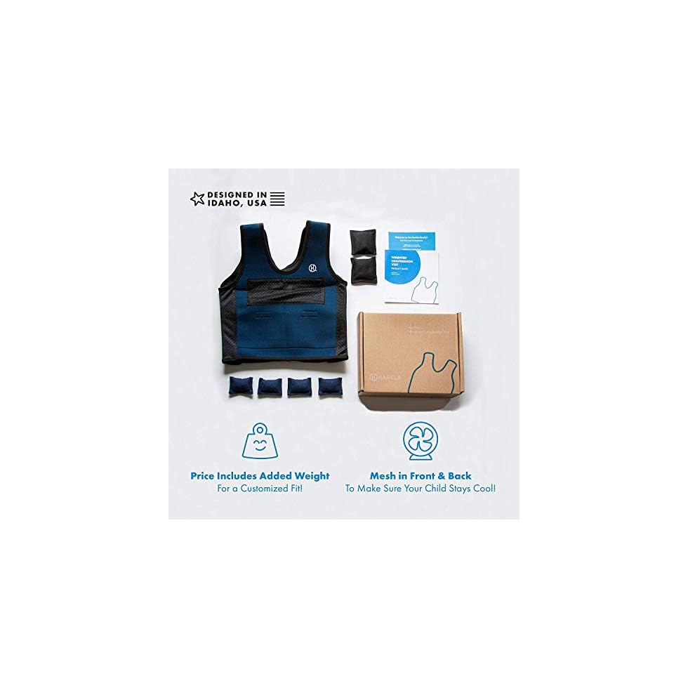 Harkla Weighted Compression Vest For Kids (Medium) - Ages 5-9, 2lb Weight, Neoprene, Breathable