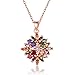 BAMOER 18K Rose Gold Plated Multicolor Cubic Zirconia Flower Earrings Necklace Ring Set for Women Girls CZ Jewelry Sets Size 6 Ring