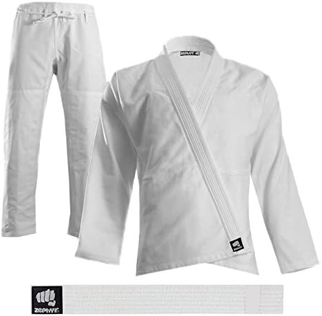 Zephyr Sports Brazilian Jiu Jitsu Professional Training & Competition BJJ GI/Uniform Set with Belt - White - Size A0