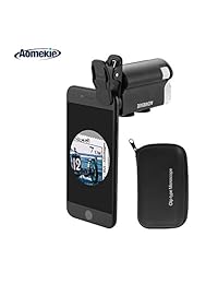 AOMEKIE Lupa de teléfono móvil, universal 60X 100X Cell PhoneZoom Microscopio para teléfono móvil, portátil con clip Micro lente para detección de rayos UV Biología Evaluación de joyas