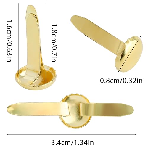 Brass Fasteners,300 Pcs Brads for Paper Crafts,Small Brads Metal Gold Brads for Paper Fasteners Scrapbooking DIY,Handmade Cards School Project Supplies