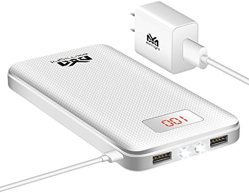 Portable Charger 20000mAh exmight External Battery Charger and 2A Wall Charger, Fast Charging Speed Portable Phone Charger for iPad, Samsung Galaxy, Tablet and More (white)