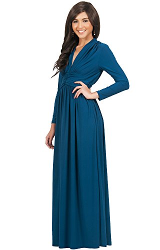 Womens Sleeve Vintage V Neck Fall Winter Formal Gown