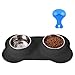 Hubulk Pet Dog Bowls 2 Stainless Steel Dog Bowl with No Spill Non-Skid Silicone Mat + Pet Food Scoop Water and Food Feeder Bowls for Feeding Small Medium Large Dogs Cats Puppies (M, Black)thumb 1