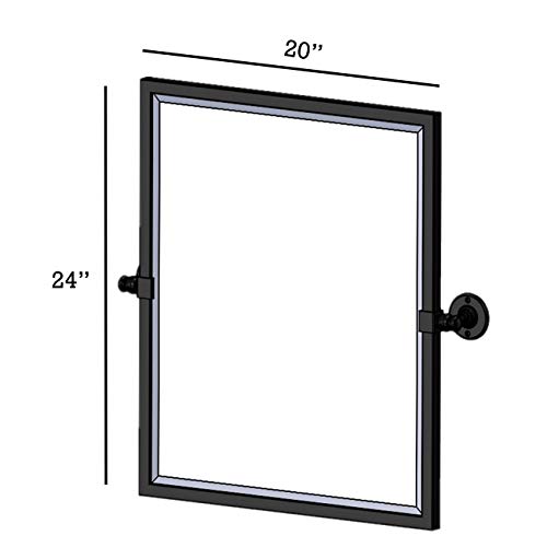 TEHOME Black Metal Framed Pivot Rectangle Bathroom Mirror Tilting Beveled Vanity Mirrors for