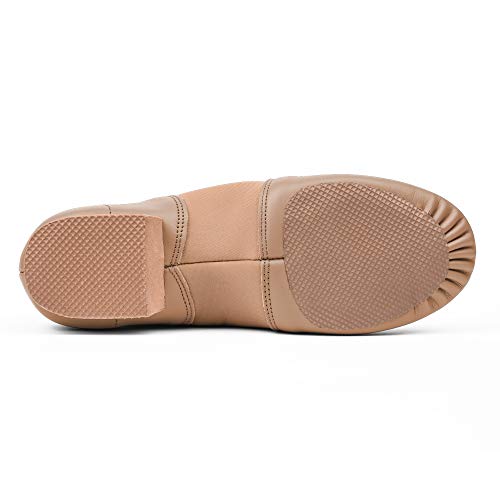 Stelle Leather Jazz Slip-On Dance Shoes for Adult Women Men (Tan