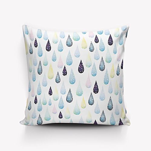 LAMANDA Multicolor Raindrops Throw Pillow Case Doodle Teardrop Illustration Cotton Linen Home Decorative Cushion Cover for Sofa Chair Couch Bed