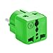 Yubi Power Grounded 2 in 1 Schuko Plug Adapter Type E/f for Europe, France, and More. / with Two Universal Plug in Ports/Grounded - Ce Certified - Rohs Compliant-3 Pack Blue,Green,White