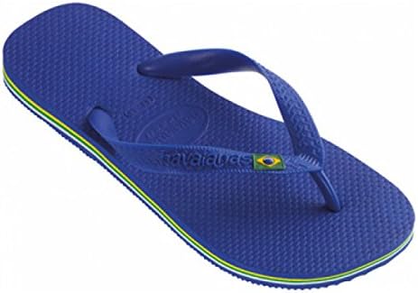 Havainas Havaianas Unisex Flip Flop Logo Brazil Beach Sandals - Flip Flop Havaianas Unisex (43-44 BR/11/12 D(M) US, Blue Anil)