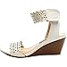 XOXO Women's Sadler Wedge Sandal, White, 8.5 M US