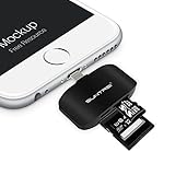SD Card Reader iPhone, Suntrsi Apple Micro SD Card Reader iPad/iPhone, Tail Camera Card Reader to SD Card Camera Reader - Supports Card Reader Writer iPhone (Black)