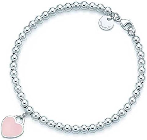 Return to Heart Bead Bracelet in Silver with Pink Enamel finish