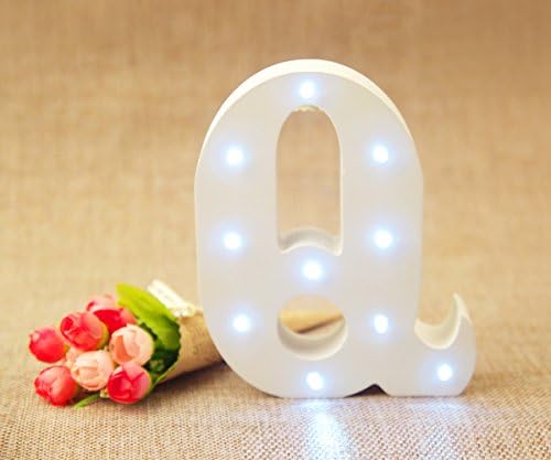 26 letters Decorative Light Up Wooden Alphabet Letter, DIY LED Letter Lights Sign Party Wedding Holiday Marquee Decor Battery Operated,Warm White,Alphabet (Q)