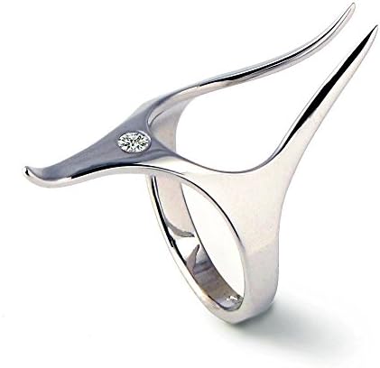 Sterling Silver, White Cubic Zirconia CZ, Anubis Egyptian Unisex Statement Ring, Size 4 to 13