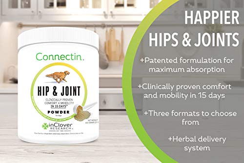In Clover Connectin Hip and Joint Tablet Supplement for Dogs, Combines Glucosamine, Chondroitin and Hyaluronic Acid with Herbs, Patented and Clinically Tested to Work in 15 Days,150ct