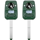 Anglink Ultrasonic Cat Repellent Animal Repeller, Solar Powered Outdoor Waterproof Electronic Cat Deterrent, Dog Repellent, Raccoon Repellent, Squirrel Repellent with Ground Stake - Motion Activated