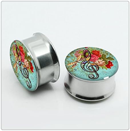 Music Note Plugs-G Clef, Screw Flesh Tunnel Ear Plug Taper Earring Stretcher Plug Ear Tunnel,Free Gift Box (1 pair (20 mm))