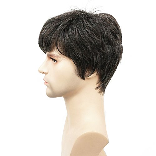 Aimole Synthetic Short Men Wigs Natural Body Wave Hair Heat Resistant Full Capless Wig