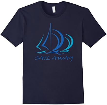 Mens Sail Away Sailing T Shirt Sailboat Boat Sand Ocean Gul Large Navy