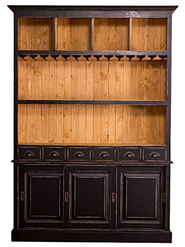 Casa Padrino Landhausstil Barschrank Antik Schwarz/Naturfarben 150 x 35 x H. 210 cm - Landhausstil Möbel
