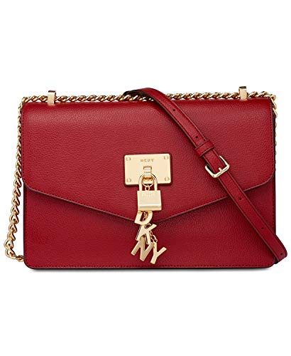 dkny elissa leather chain strap signature crossbody