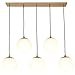 Amazon Brand – Rivet Eclipse Mid Century Modern 5-Globe Hanging Ceiling Pendant Chandelier Fixture - 30 x 12 x 36 Inches, Brass with Frosted Glass Globes