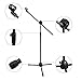 Microphone Stand 2 pack, Ohuhu Tripod Boom Mic Stands, Dual Mic Clip, Collapsible, Black