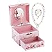 RR ROUND RICH DESIGN Kids Musical Jewelry Box for Girls with Drawer and Jewelry Set with Ballerina Theme - Swan Lake Tune Pink