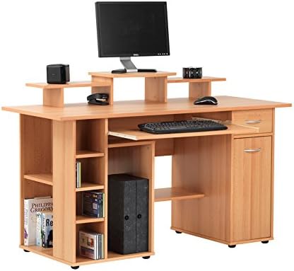 Alphason San Diego Workstation with Cupboard - Beech