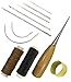 Mooerca Deryunny 7 Pieces Curved Upholstery Hand Sewing Needles Sewing Needles with Leather Waxed Thread Cord 1 Brown 1 Black and Drilling Awl and Thimble for Leather Repair