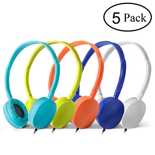 Wholesale Bulk Headphones Earphones Earbuds – Kaysent(KHP-5Mixed) 5 Packs Mixed Colors(Each 1 Pack) Stereo Headphone for School, Classroom, Airplane, Hospiital, Students,Kids and Adults